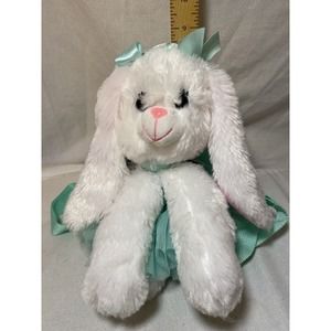 POOCHIE & CO Girls White Poodle Purse Plush Puppy Dog Turquoise Sequin Skirt